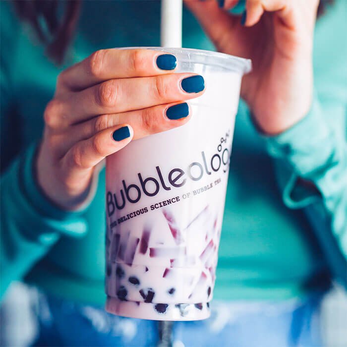 lavender milk tea closeup from Bubbleology